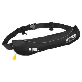 VEVOR Manual Inflatable Belt Pack for Adults, 105N Buoyancy, Over 80 Pounds and Up to 59 in Waist Adjustable (Color: Black)